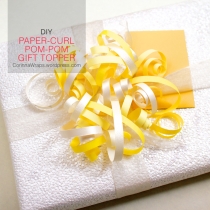 Wedding Shower Gift Wrapping: DIY Paper-Curl Pom-Pom Gift Topper | feature image | CorinnaWraps.wordpress.com